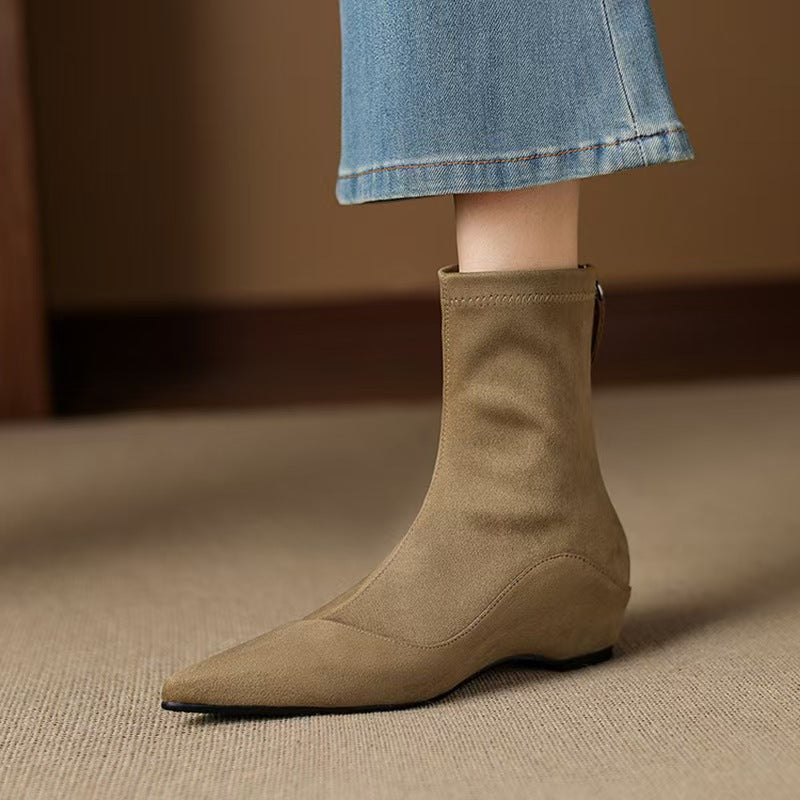 Women's Artistic Vintage Suede Booties Fleece-lined With Women's Leather Boots