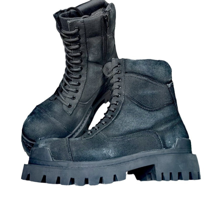 Men's Round Toe Viscose Big First Layer Men's Leather Boots