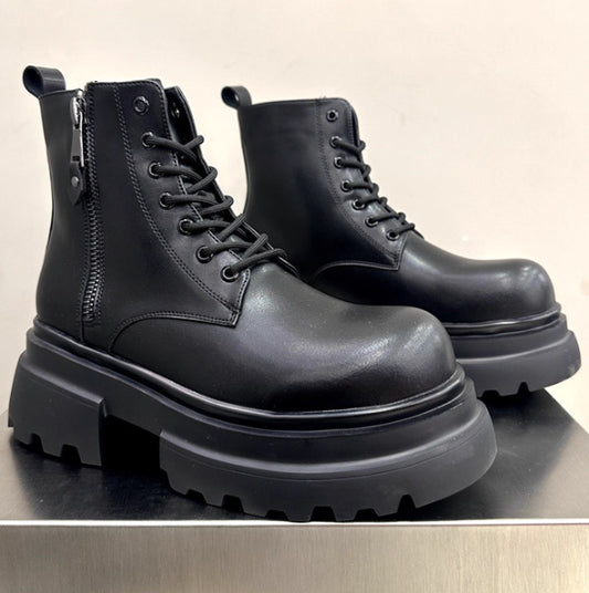 Men's Black Zip Chelsea Cowhide Spring Plus Men's Shoes