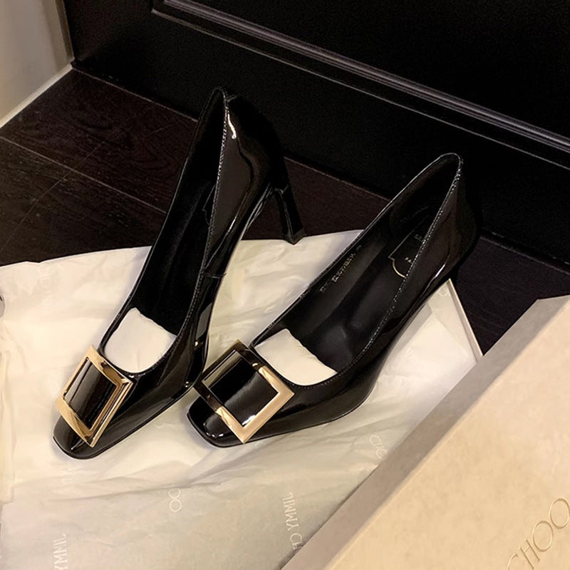 High Stiletto French Style Temperament Square Toe Women's Fashion Shoes
