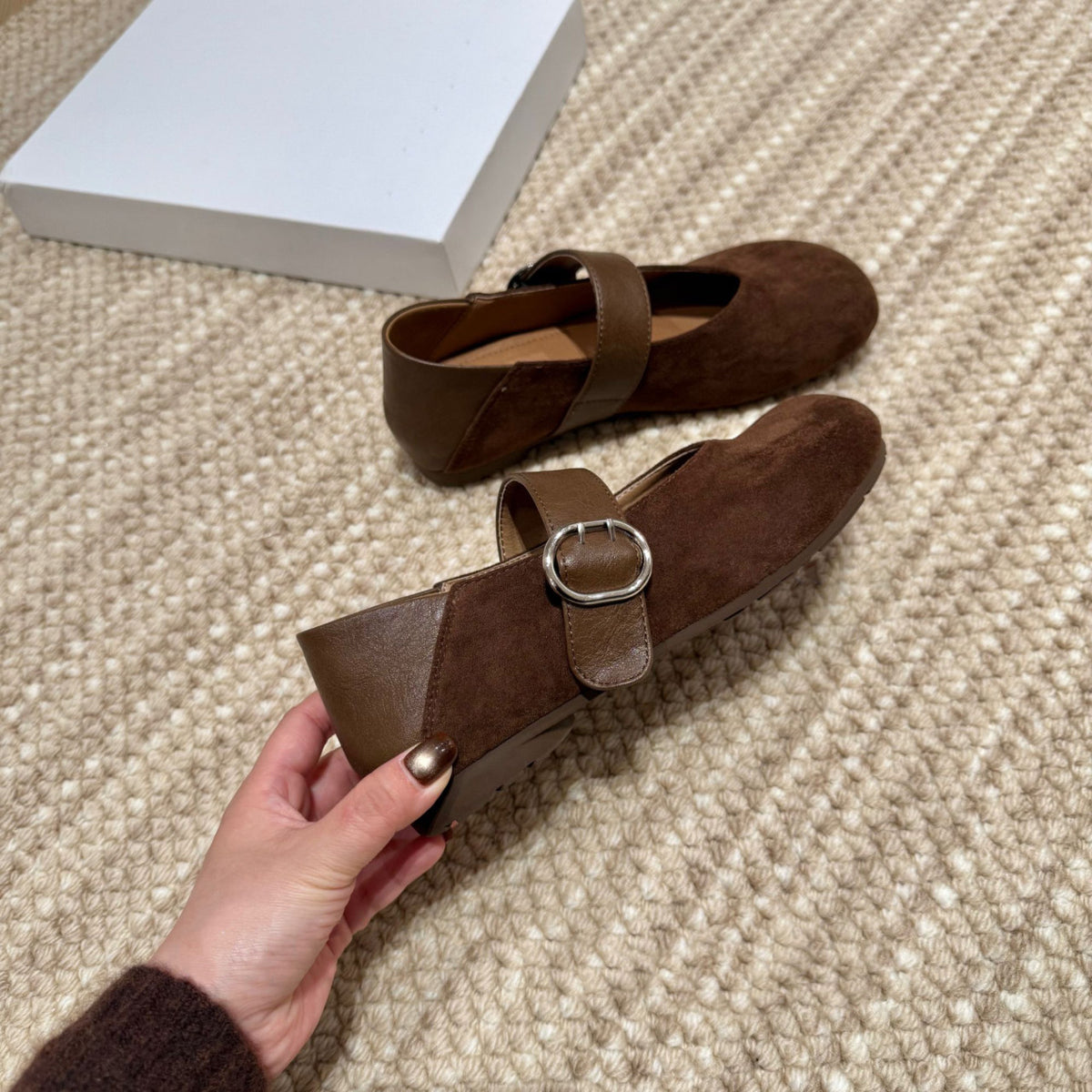 Women's French Style Mary Jane Spring Retro Flat Bottom Two-word Wear Women's Fashion Shoes