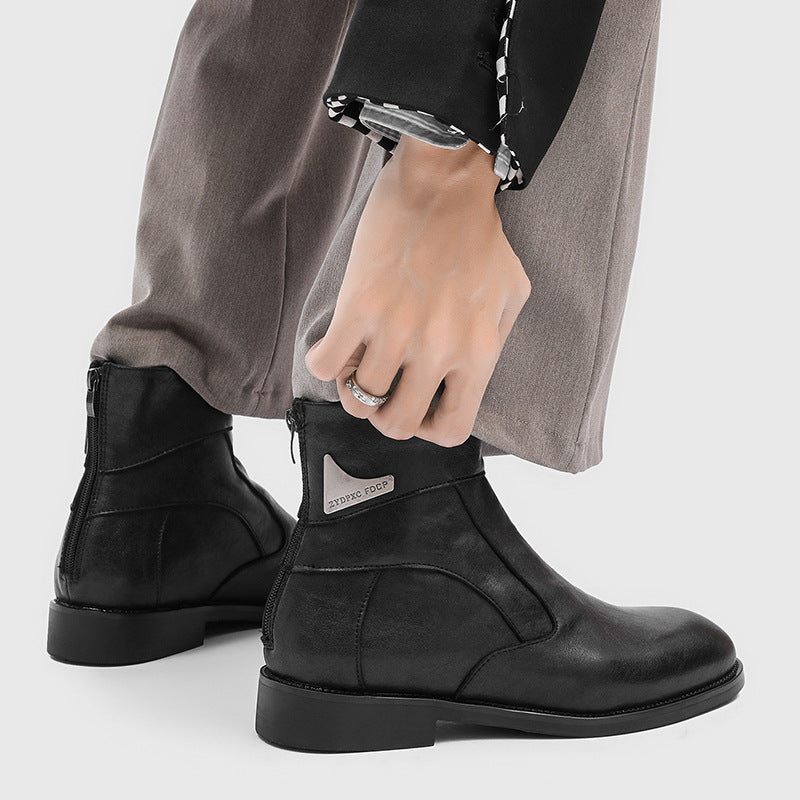 Men's Slip-on Chelsea Retro Trendy Back Zipper Boots