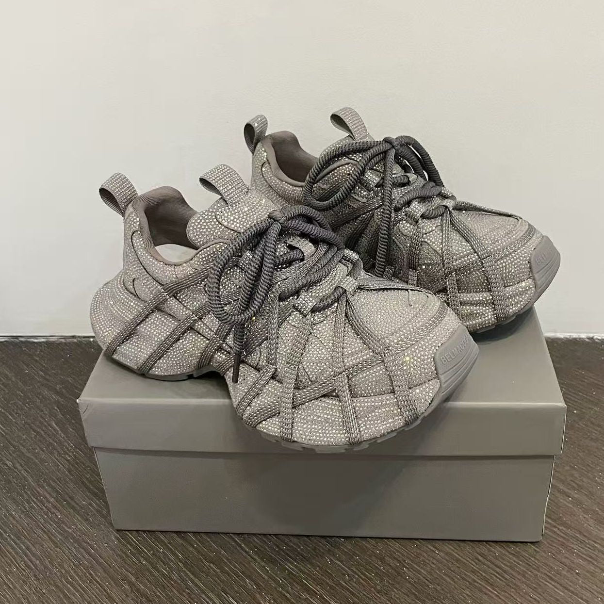 Women's Korean Style Platform Dad Full Diamond Sports Casual Shoes