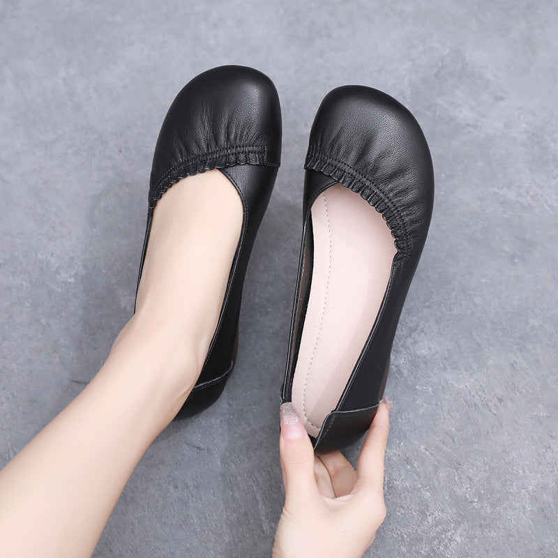 Women's Round Toe Shallow Mouth Solid Color Loafers