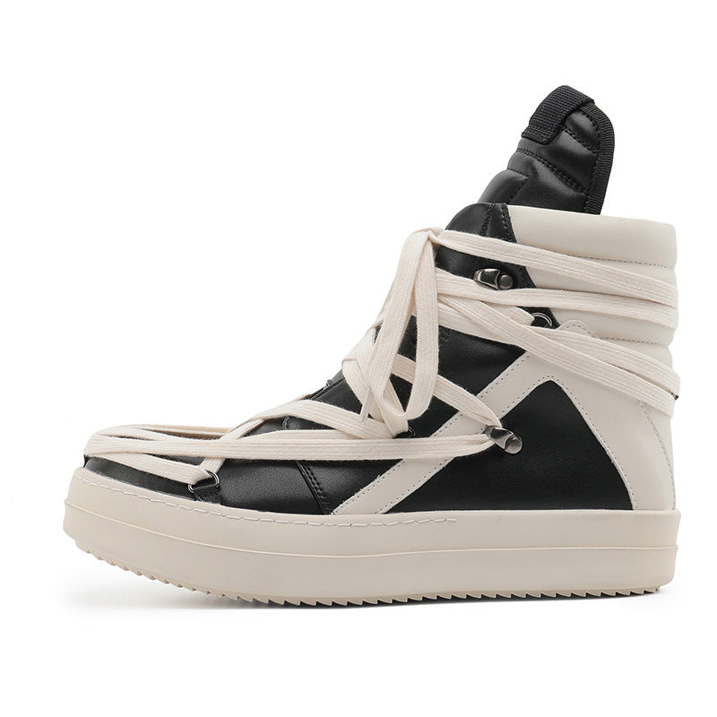 Men's Inverted Triangle Pentagram Thick Bottom Breathable Rivet Retro Men's Martin Boots