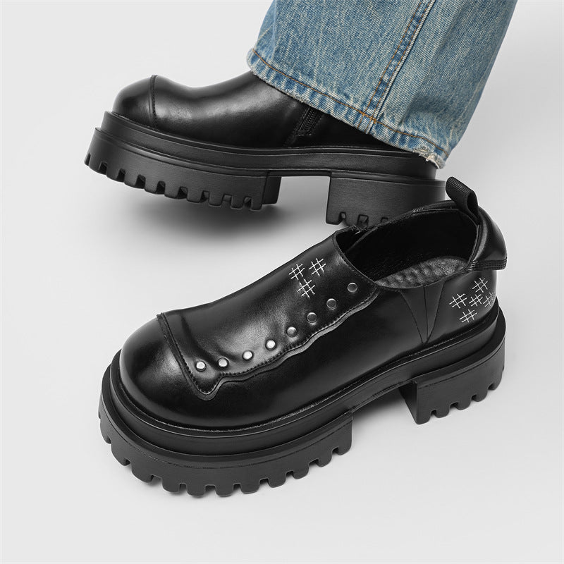 Men's Slip-on Korean Style Breathable Increased Summer Men's Casual Leather Shoes