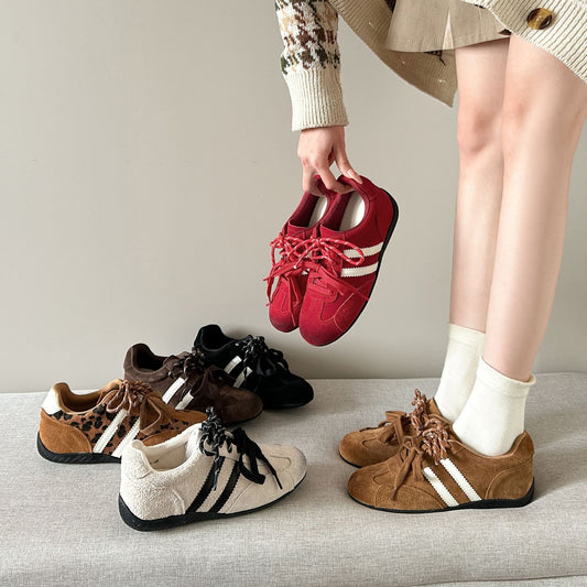 Women's Duck Double Shoelaces American Retro Rub Colored Pumps Height Increasing Women's Sports Shoes