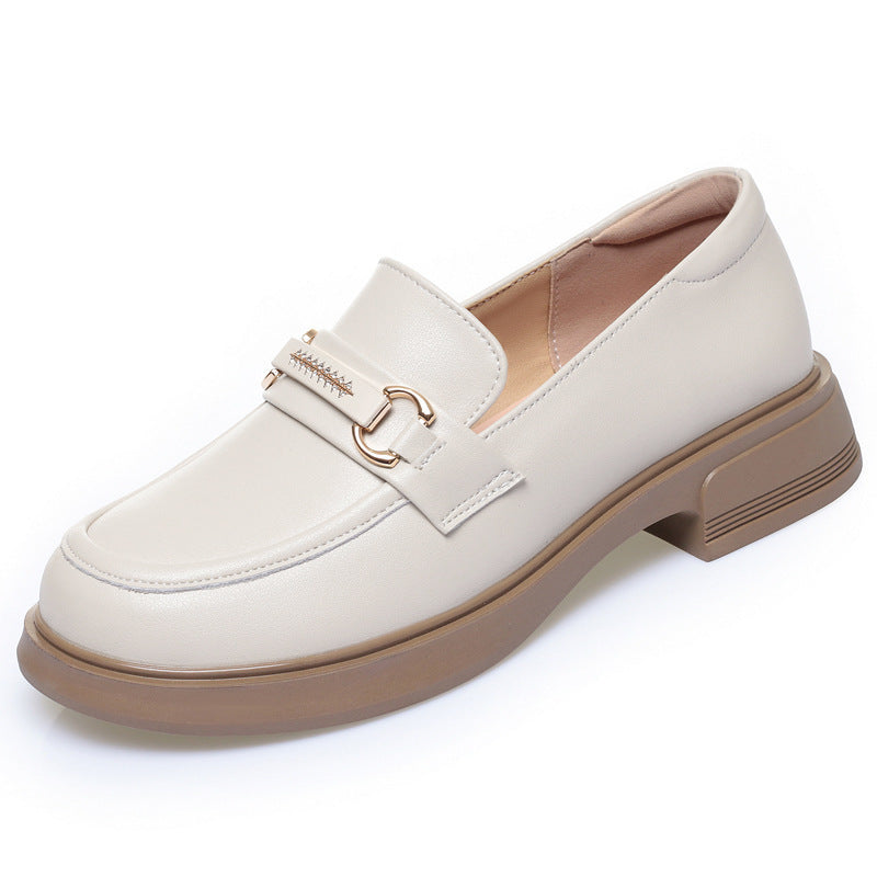 Soft Bottom French Style British Flat Metal Women's Fashion Shoes