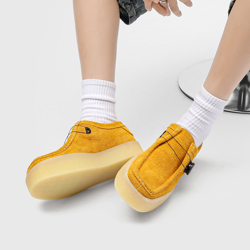 Retro Comfort Fashion Frosted Square Toe Platform Heighten Yellow Casual Shoes