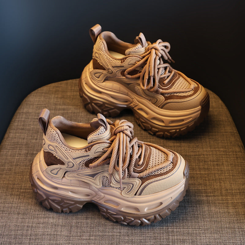 Women's Platform Height Increasing Insole Mesh Autumn Muffin Daddy Sports Casual Shoes