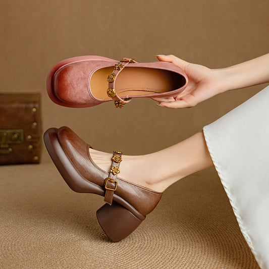 Women's Retro Authentic High Small Chunky Platform Mary Jane Shallow Women's Fashion Shoes