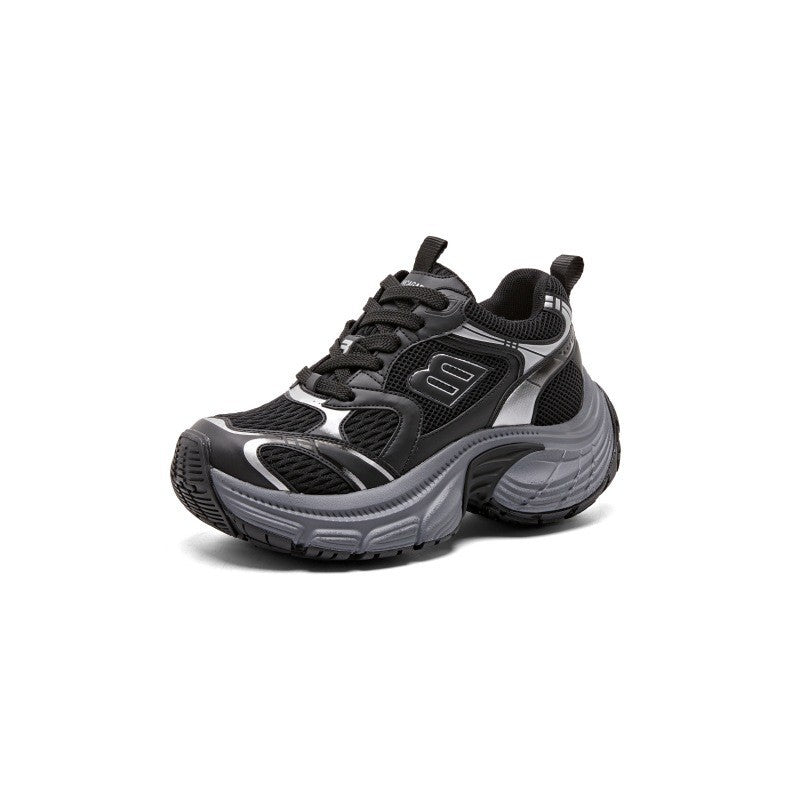 Women's White Platform Dad Spring Mesh Breathable Retro Lightweight Height Men's Shoes