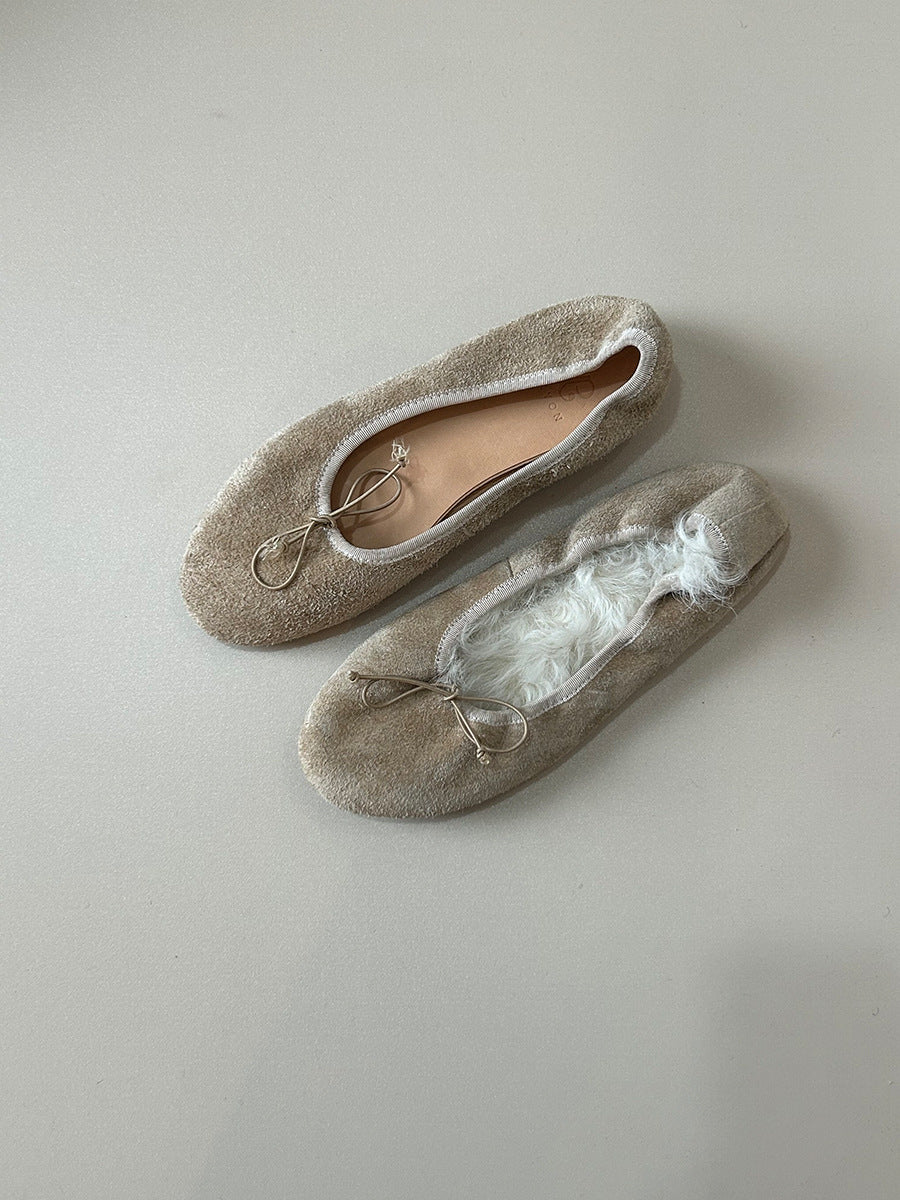 Women's Cowhide Ballet Flat Spring French Style Vintage Mary Jane Round Women's Fashion Shoes