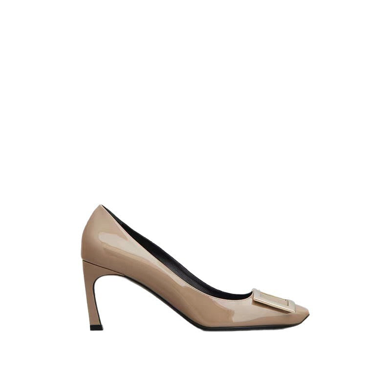 Classic Cm Square Buckle Daily Commuter Shallow Women's Fashion Shoes