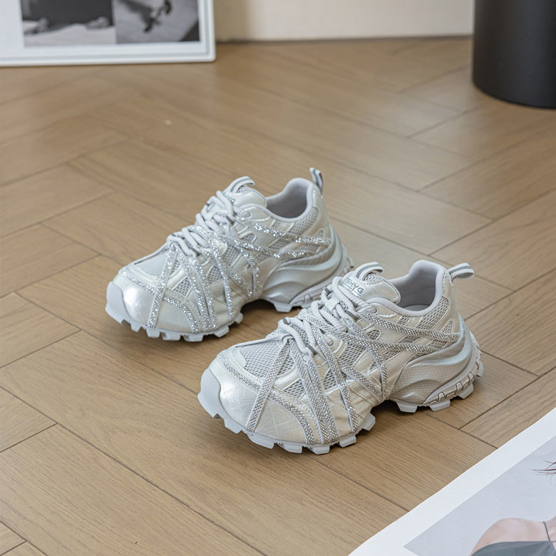 Women's Platform Dad Fashionable With Full Diamond Bottom Women's Sports Shoes