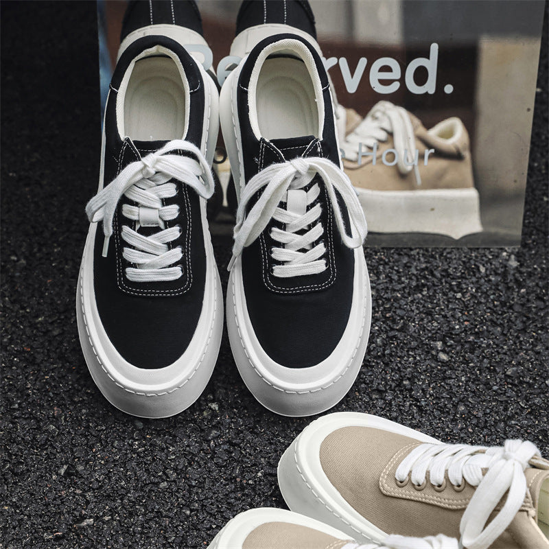 Men's Skate Breathable Trendy Versatile Platform Height Men's Casual Leather Shoes