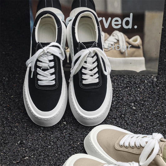 Men's Skate Breathable Trendy Versatile Platform Height Men's Casual Leather Shoes