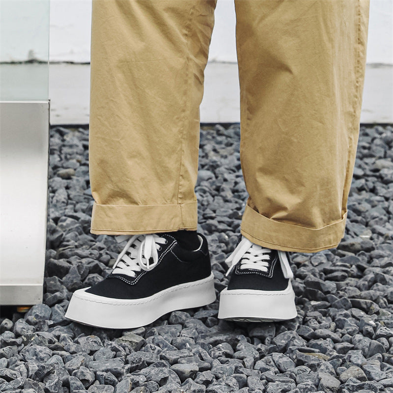 Men's Skate Breathable Trendy Versatile Platform Height Men's Casual Leather Shoes
