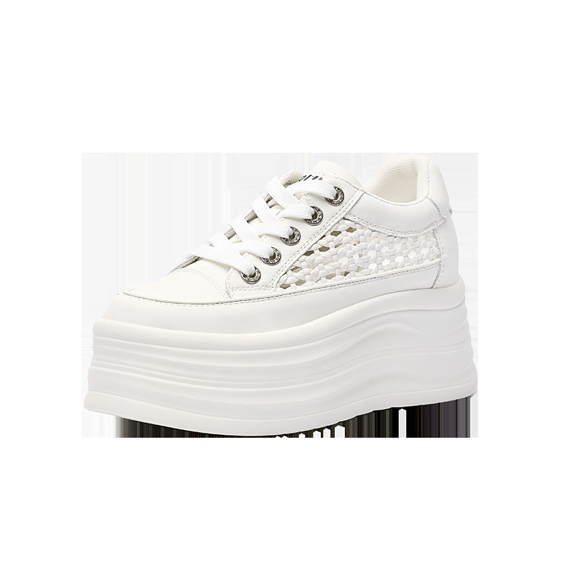 Women's Platform White Summer Weaving Hollow Versatile Women's Casual Shoes