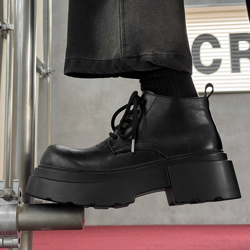 Men's British Style Big Head Knight Motorcycle Platform Boots
