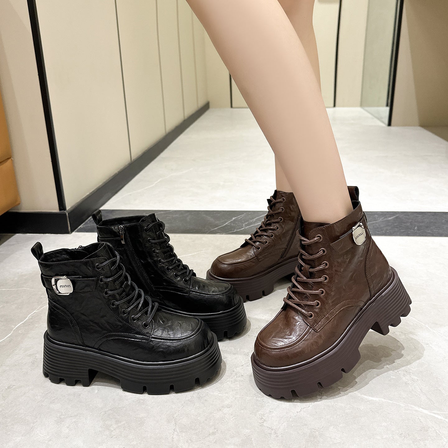 Martin Fleece-lined Warm Small Versatile Retro Women's Leather Boots