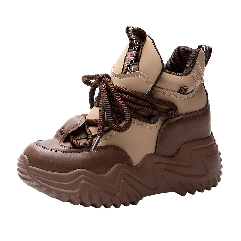 Women's Bottom Inner Height Increase Dad Breathable Lace Up Plus Women's Casual Shoes