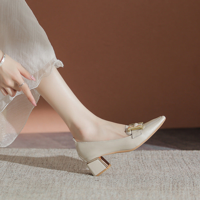 Women's Square Toe Autumn Slip-on Soft Chunky High Women's Fashion Shoes