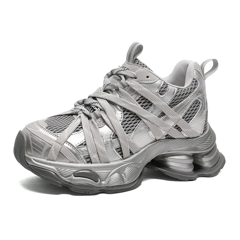 Women's Increasing Insole Dad Suction Film Bottom Small Mesh Sports Casual Shoes