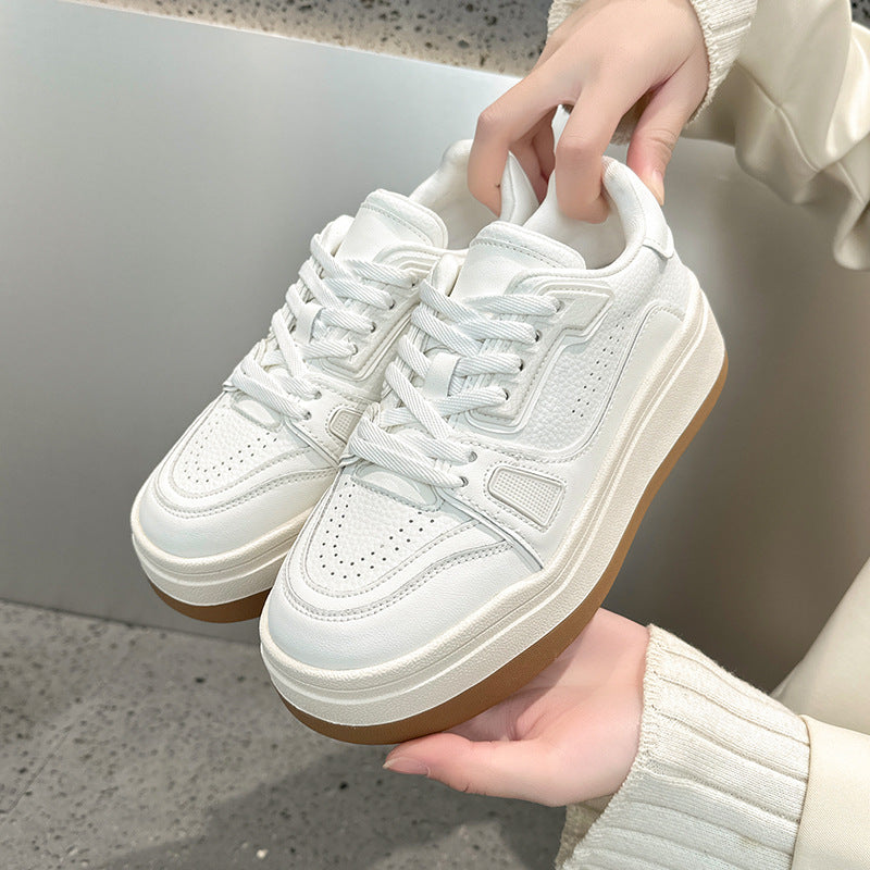 Women's Thick-soled Spring Comfortable Heightened Easy Wear Lace Sneakers