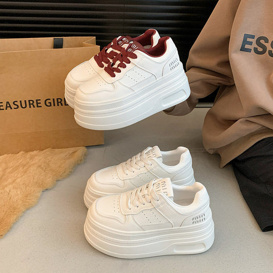 Women's Invisible Height Increasing Insole Platform White Women's Casual Shoes