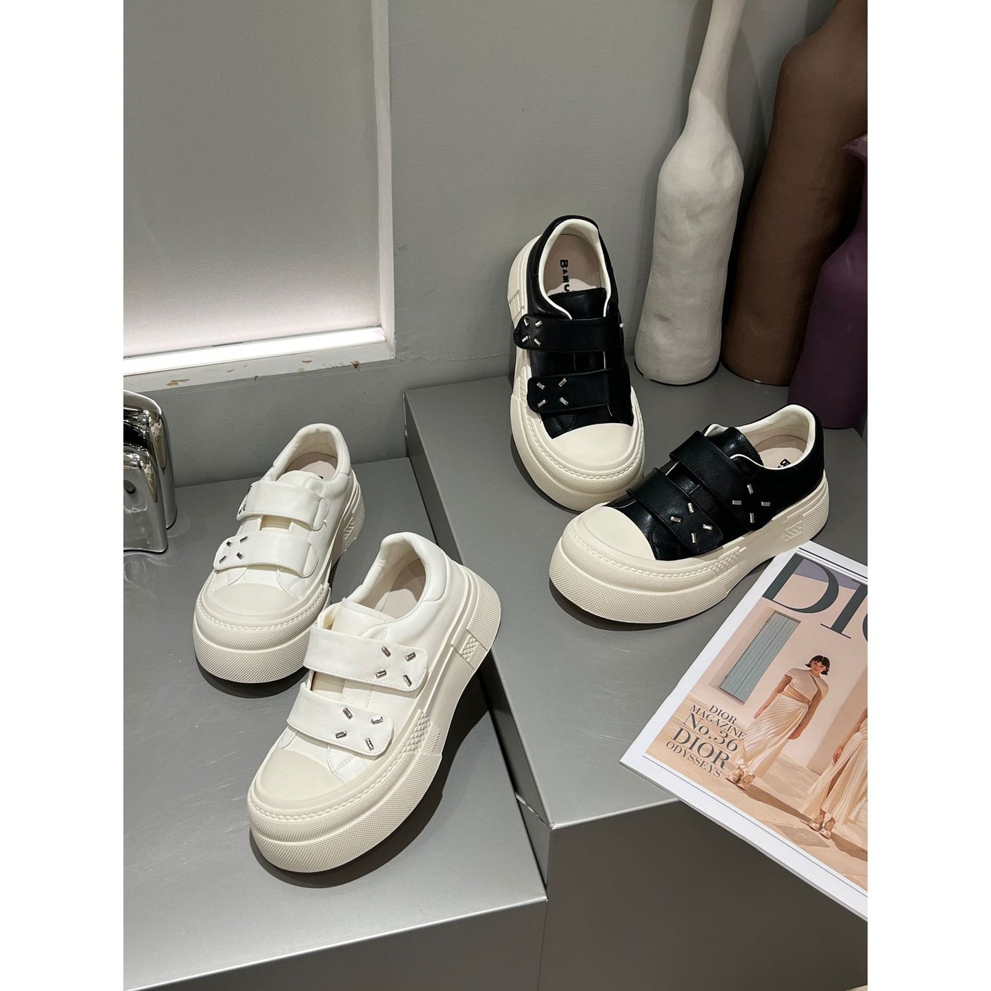 Women's Cute Big Head Biscuit Shape Spring Genuine Thick Sports Casual Shoes