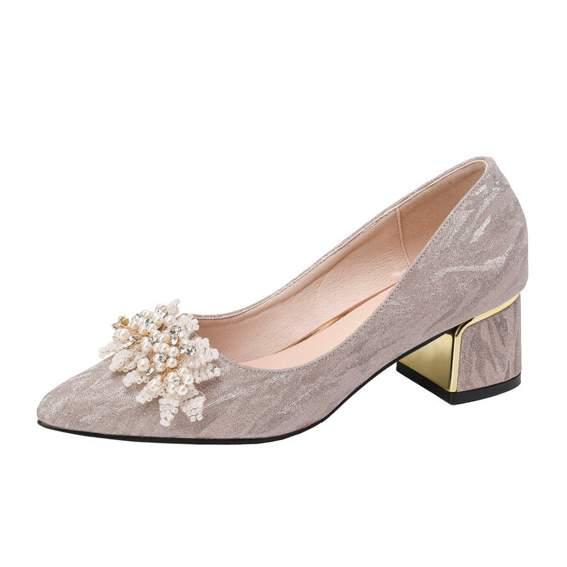 Women's Pointed Toe Chunky High Wedding Large Size Plus Sizes Women's Fashion Shoes