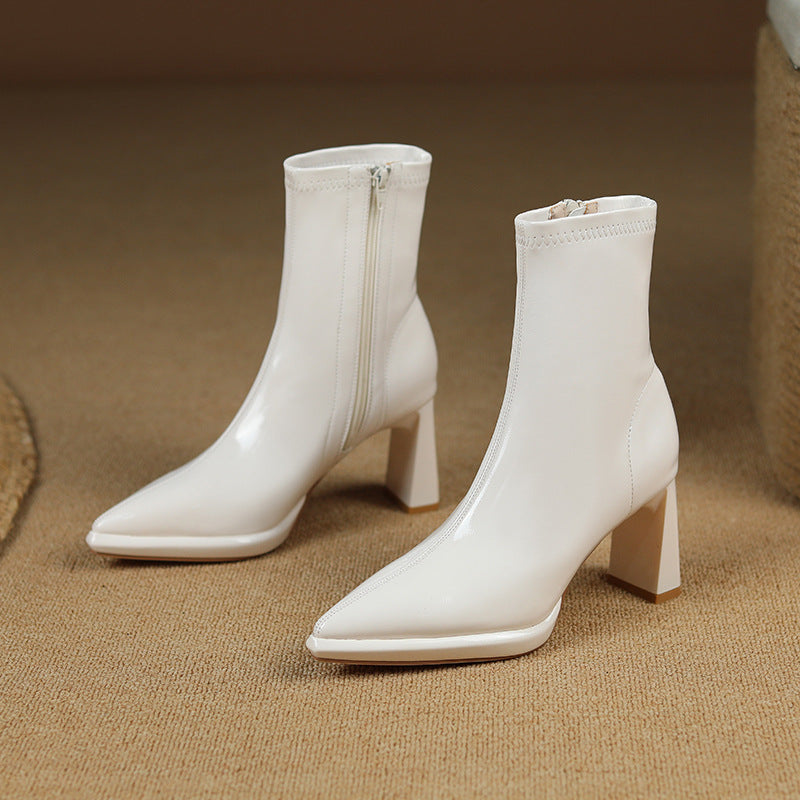 Graceful Solid Color Waterproof Platform Thick Heels