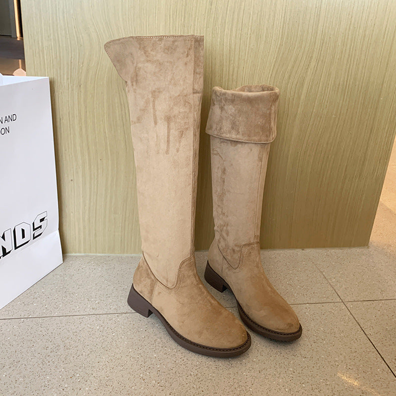 Women's Large Size Suede Skinny High Leg Boots
