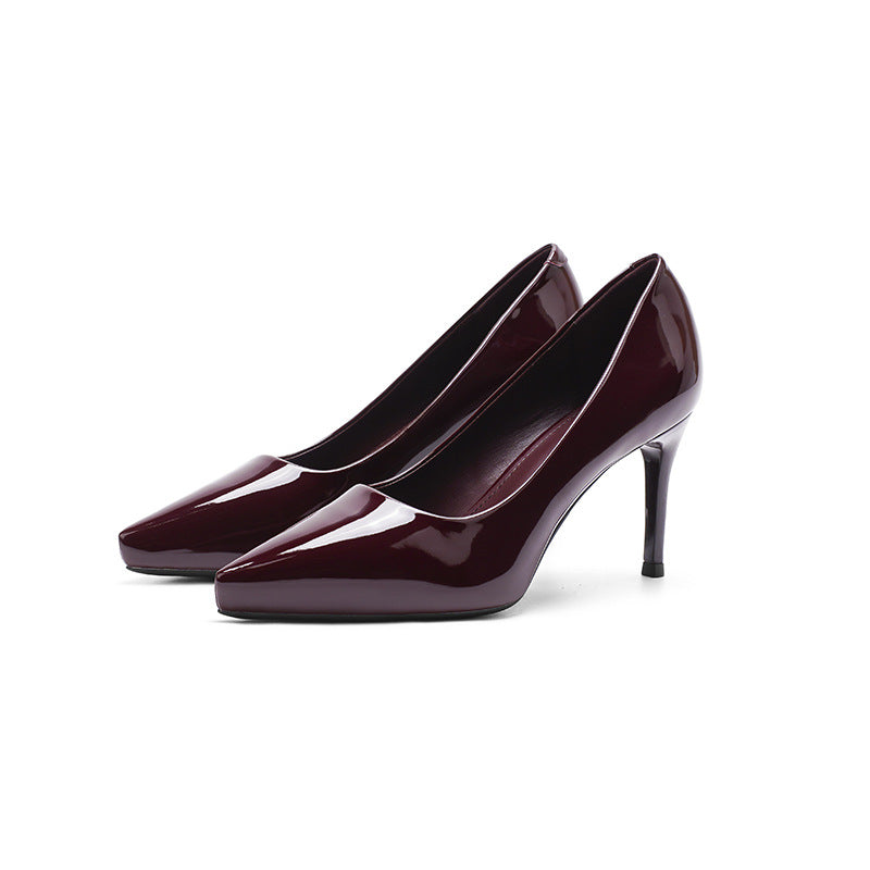 Women's Sexy Pointed Stiletto French Style Temperament Patent Women's Fashion Shoes