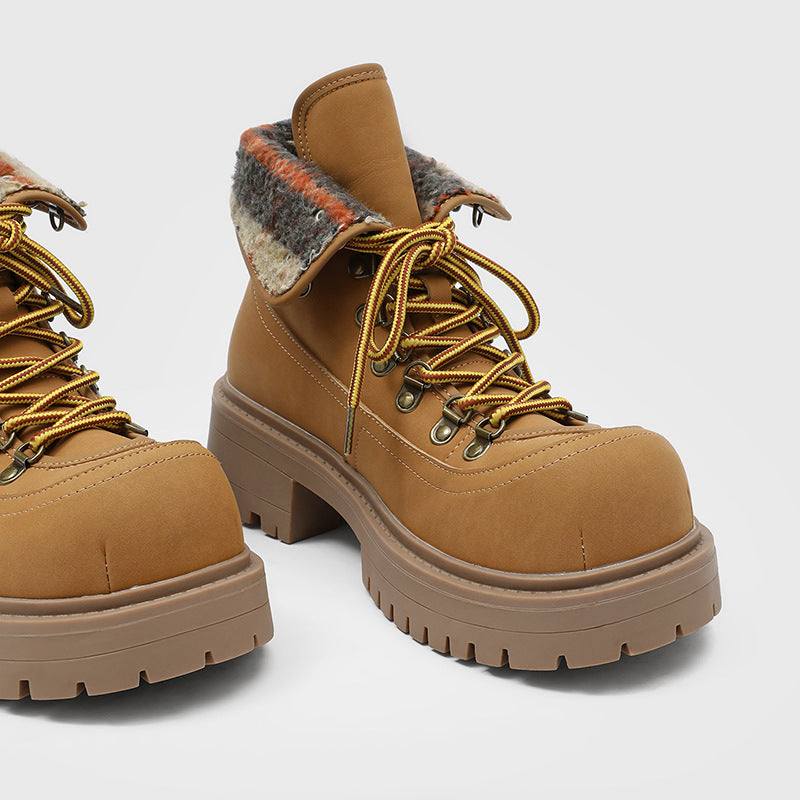 Women's & Men's Line Thick Bottom British Style Motorcycle Men's Martin Boots