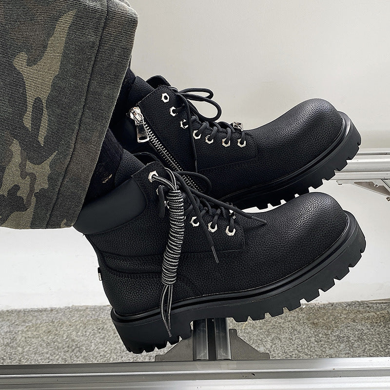 Men's Worker Platform Height Increasing Retro Easy Boots