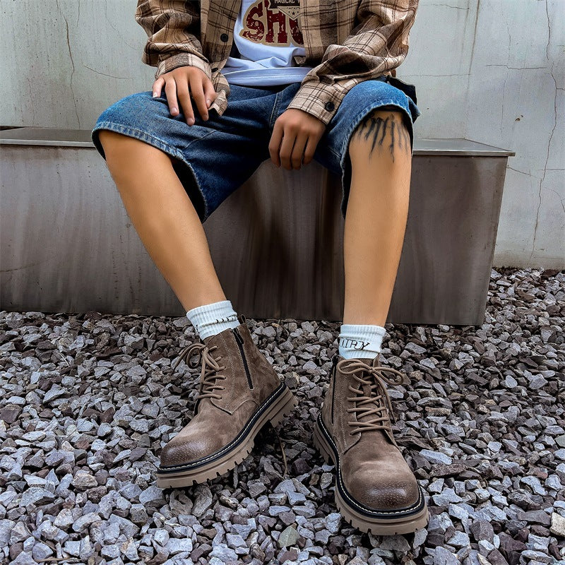 Men's Style Vintage Rhubarb Trend Platform Ankle Outdoor Men's Martin Boots