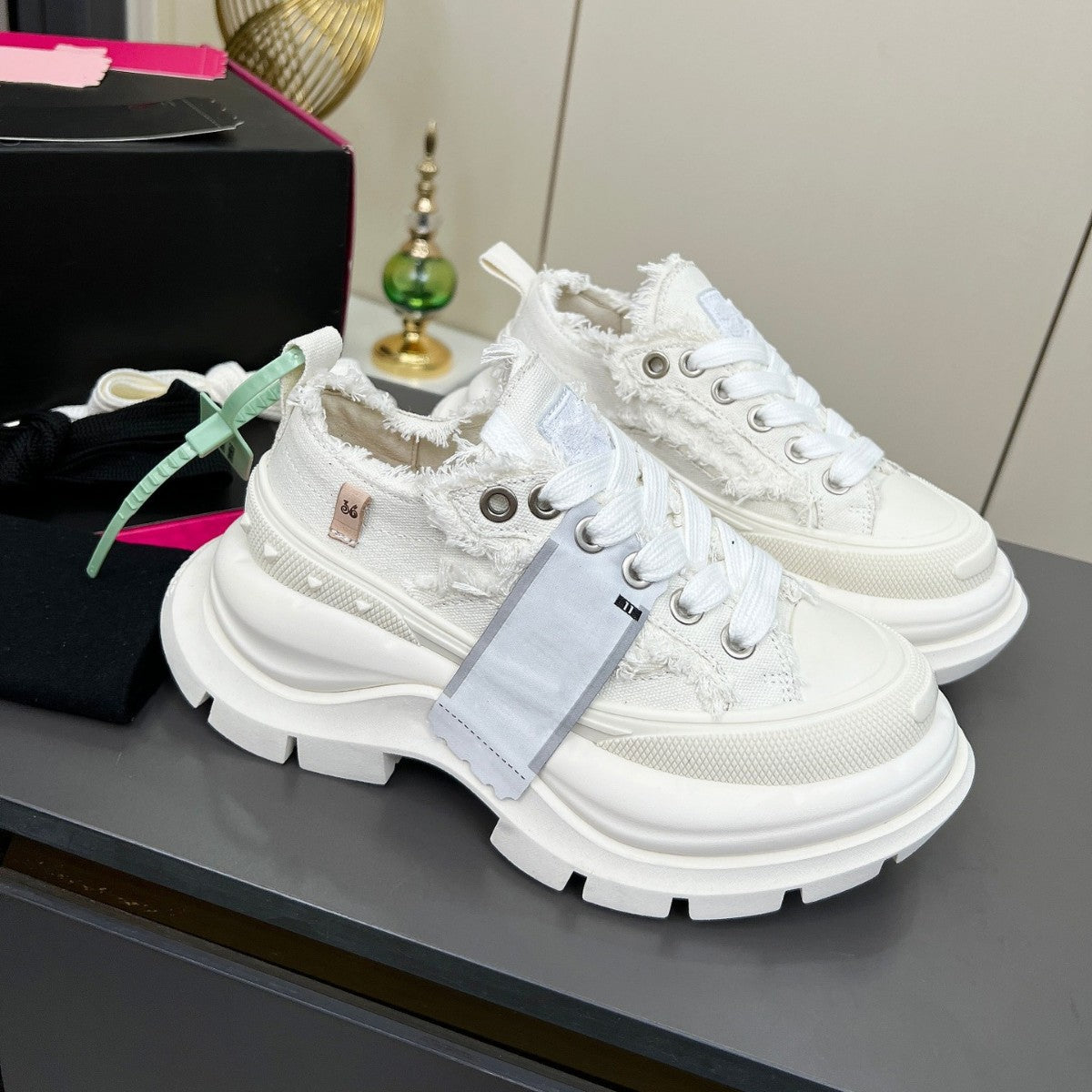 Jack Purcell Thick Bottom Small Heighten Round Head Lace Color Casual Shoes