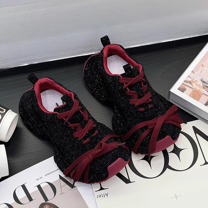 Rhinestone Starry Sky Dad Thick Bottom Elevator Wild Full Casual Shoes