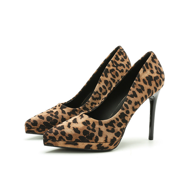 Women's Print Suede Platform High Pointed Toe Women's Fashion Shoes