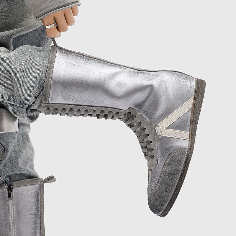 Men's Minimalist Boxing Military Tactical Cylinder White Men's Martin Boots