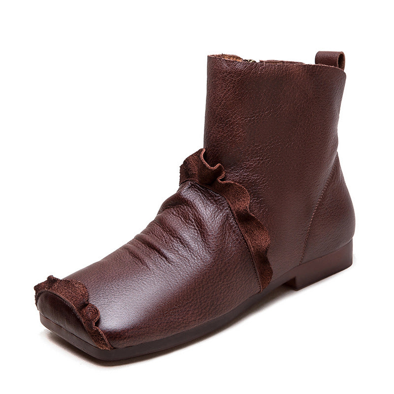 Bottom Single Side Zipper Top Layer Boots