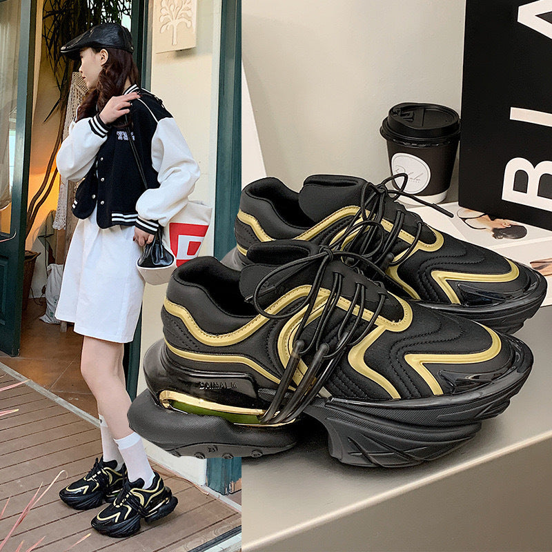 Men's Bottom Heightened Daddy Couple Niche Yacht Light Luxury Fashion Technology Women's Sports Shoes