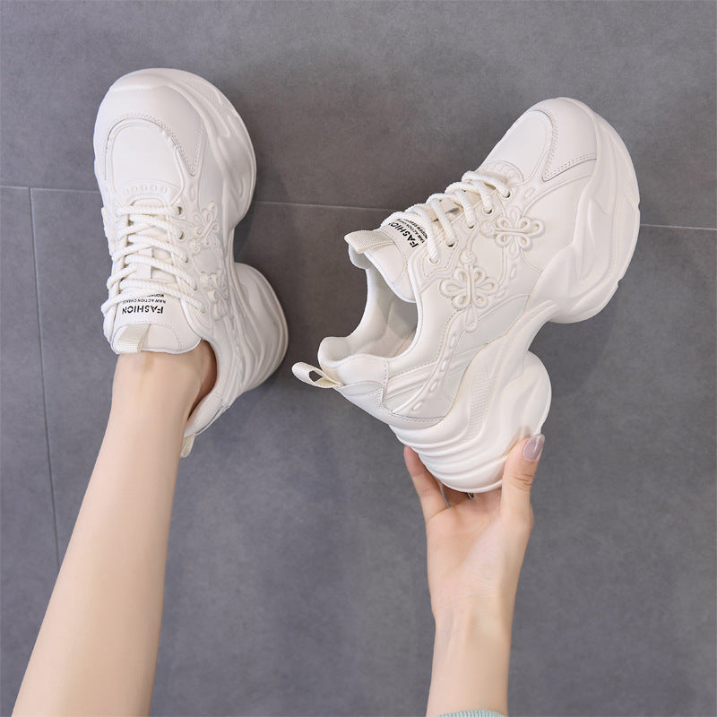 Women's National Style Authentic Clunky Autumn Small Height Increasing Wedge Sneakers
