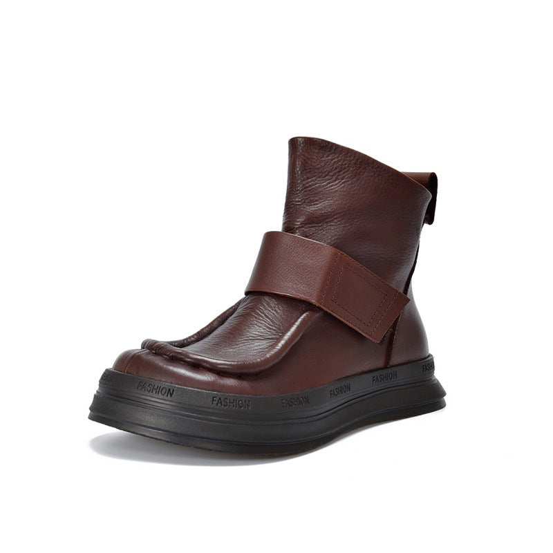 Women's Activity Price Retro Velcro Cowhide Women's Leather Boots