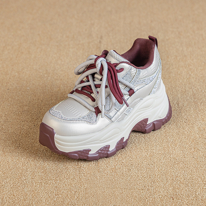 Women's Early Spring Thick Bottom Heightened Daddy Light Sports Casual Shoes