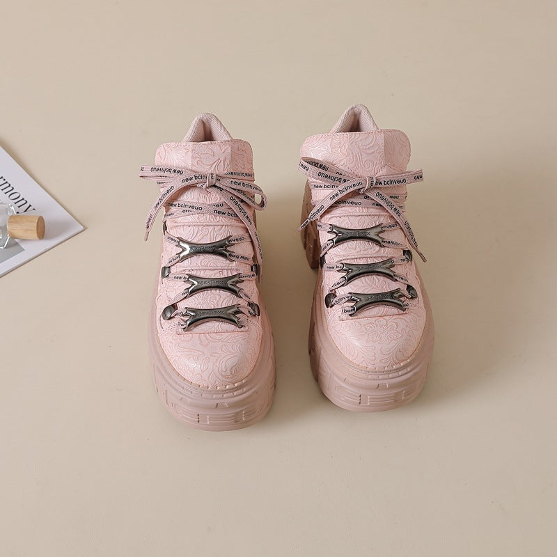 Women's Platform Height Increasing Street Shooting Punk Tank Bottom Boots