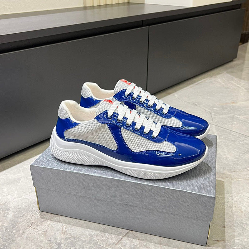 Women's & Men's Fashion Genuine Board Lace Up Cowhide Shiny Men's Shoes