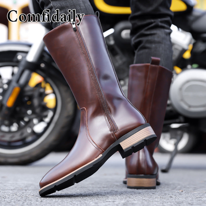 Men's Knight Chelsea Genuine Winter Fleece Riding Men's Martin Boots